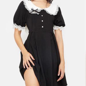 Dark In Love Gothic Lace Trim Rabbit Ear Dress
